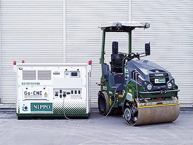 可搬式蓄電池（左）と電動ローラー