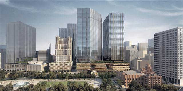 完成イメージ（上）とロゴマーク