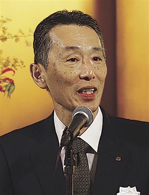あいさつする松井社長。「角平」としての全国行事はこの日が初　