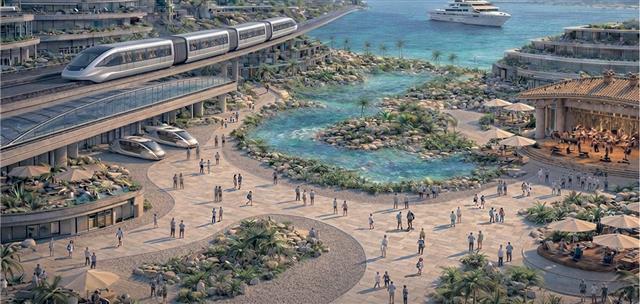 那覇港湾施設のイメージ。沖縄の玄関口として、グローバルな機能や都市プロモーションの拠点にふさわしい高度な複合機能都市の形成を目指す