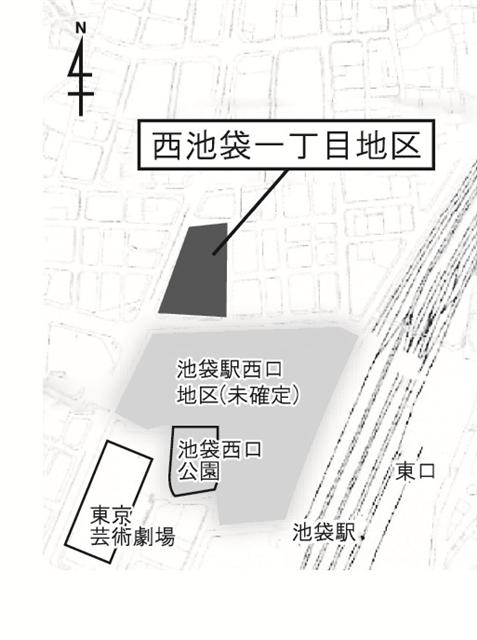 位置図。池袋駅西口地区の対象範囲は未確定