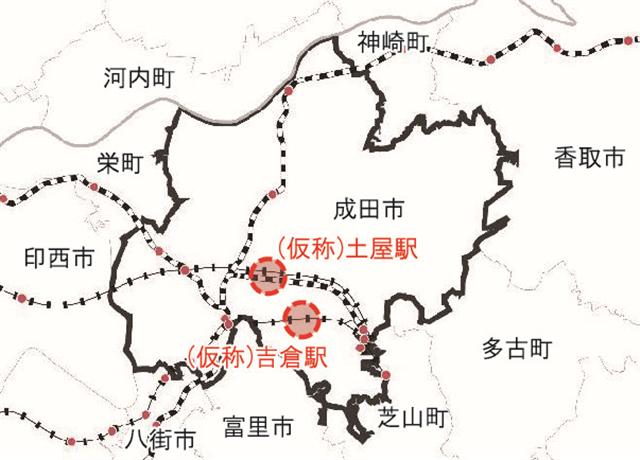 （仮称）土屋駅と（仮称）吉倉駅の調査個所