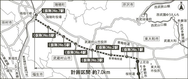 延伸ルートと新駅位置図